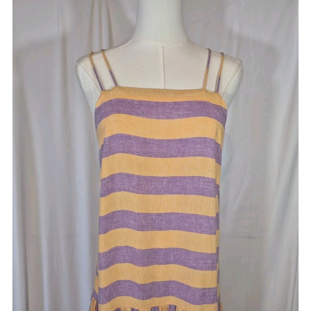 Anthropologie Grommet Halter Orange Purple Linen Blend Maxi Dress Medium - Picture 5 of 13